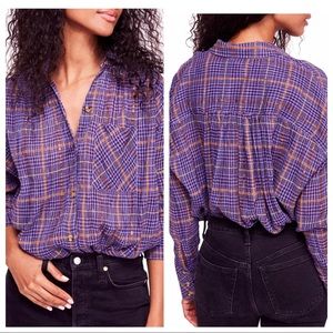NWOT Free People Break My Stride Plaid Shirt